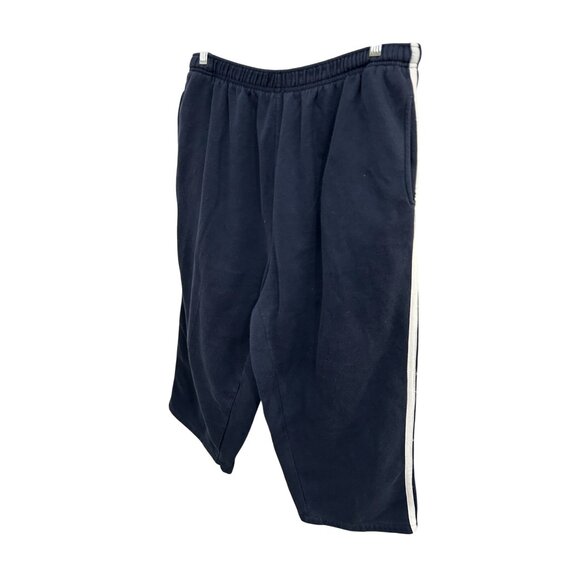 Woman Within Navy Blue Pull-On Fleece Jogger Capri Pants White Side Stripe Sz 1X - Picture 3 of 8